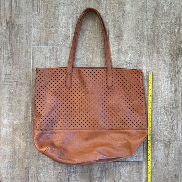 J. Crew Leather Perforated Tote in Cognac - Picture 6 of 9